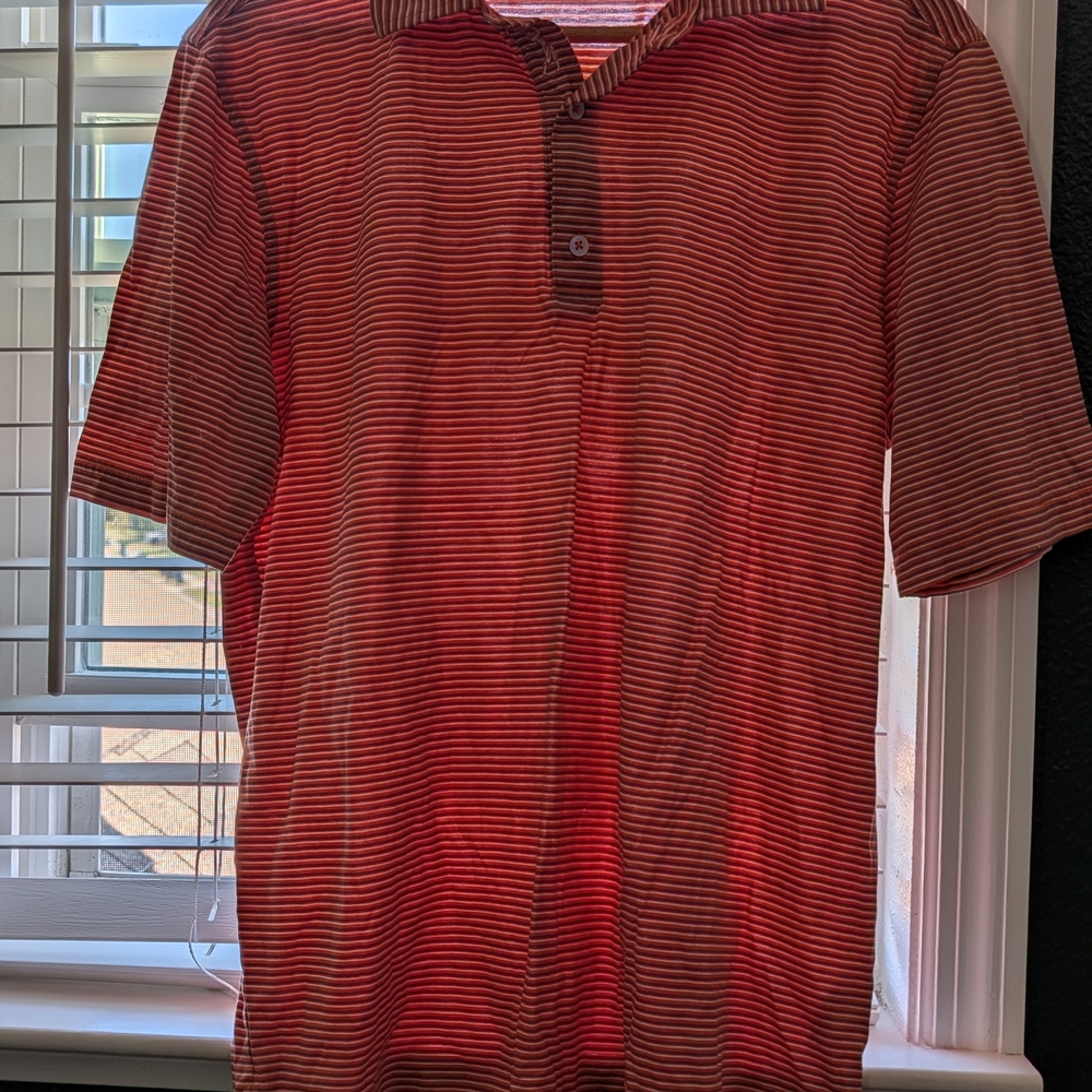 Bobby Jones Orange and Blue Striped Polo Shirt - Picture 2 of 2